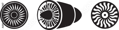 Jet Engine Turbine Icons 