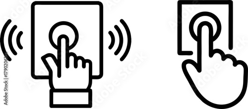 Hand Pressing Button Action Icons