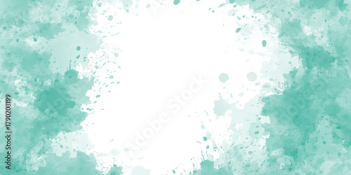 Abstract seafoam green. paint brush. watercolor texture for cards, Brushstrokes and splashes. Pastel blue texture design template for birthday invite or card