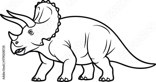 Triceratops Dinosaur Outline Illustration Prehistoric Creature