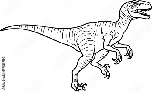 Dynamic Velociraptor Illustration Prehistoric Predator Ready to Strike