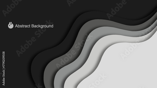 Abstract black and white layered wave background design with smooth curves and modern style vector illustration 