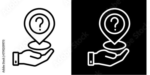 Location Icon Set White Style Collection