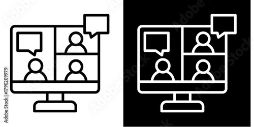Video Conference Icon Set White Style Collection