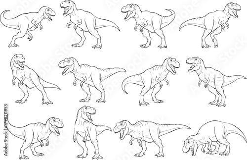 Majestic Tyrannosaurus Rex Line Art A Prehistoric Collection