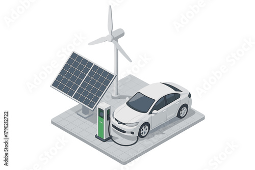 Electric vehicle charging station powered by solar and wind renewable energy