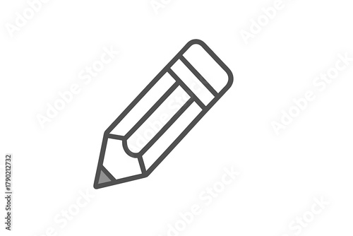 Sharpened graphite pencil with an eraser icon symbolizing creativity, education, and editing