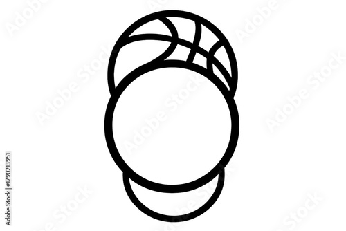 Stylized person's head wearing a cap with a distinct basketball texture pattern