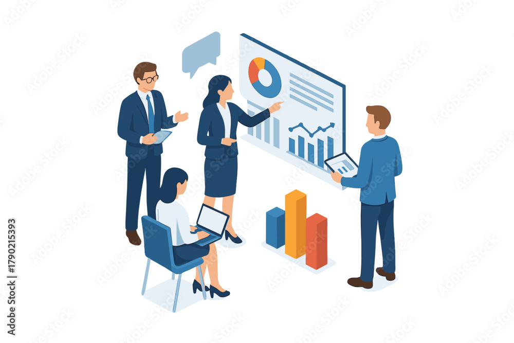 Obraz premium Business professionals discussing financial charts and graphs during a corporate strategy meeting