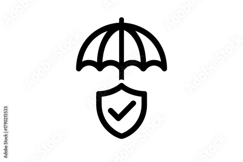 Umbrella and shield protecting comprehensive insurance coverage and verified security services