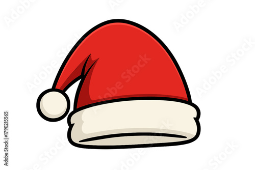 Traditional festive red and white cap worn during the winter holiday season