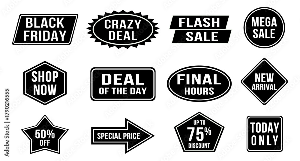 Obraz premium Icon set black friday vector editable