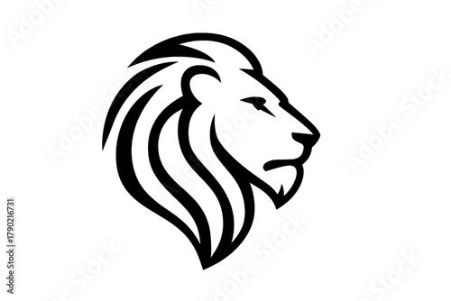 Powerful abstract lion head profile mascot symbol representing leadership and courage