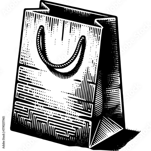 Elegant Shopping Bag Design: A sophisticated illustration of a shopping bag, perfect for conveying a sense of style, service, and convenience. 