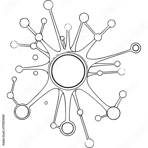 Network Diagram: Abstract network diagram, illustrating connections and relationships within a system, perfect for depicting data flow, communication networks, or complex structures. 