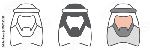 Arab icon, male and muslim, arabian man sign, vector graphics, a linear pattern on a white background editable stroke