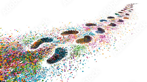 Colorful Footprint Path in Abstract Art