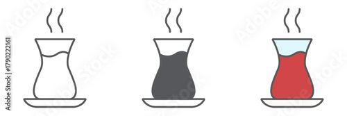 Turkish tea icon, arab and drink, east tea cup sign, vector graphics, a linear pattern on a white background, editable stroke