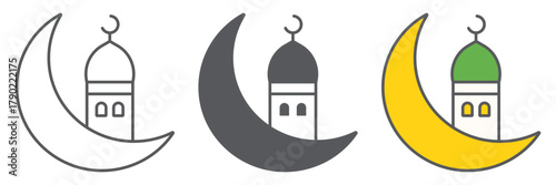 Islamic ramadan icon, arabic and islam, ramadam kareem sign, vector graphics, a linear pattern on a white background editable stroke