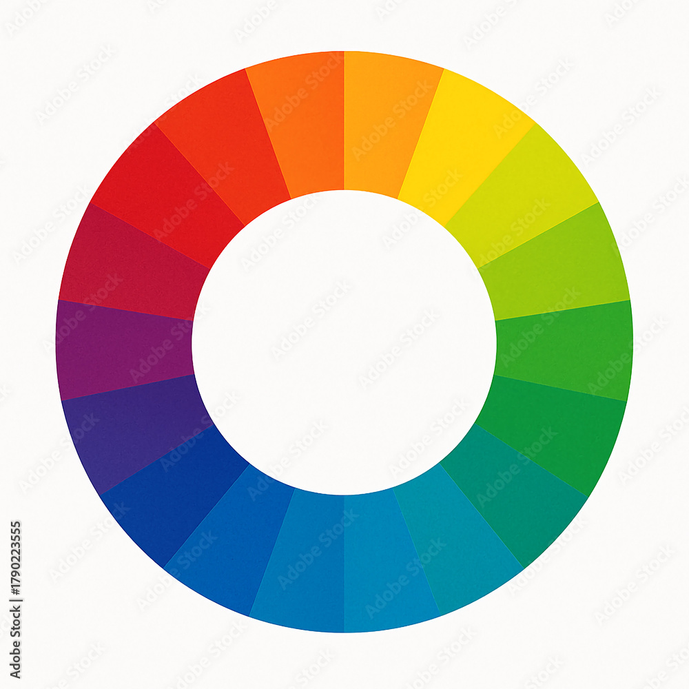 Fototapeta premium The hues should be bright and evenly distributed across the wheel, presenting a standard visual representation of the color spectrum. 