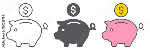 Piggy bank line icon, finance and banking, investment sign, vector graphics, a linear pattern on a white background.