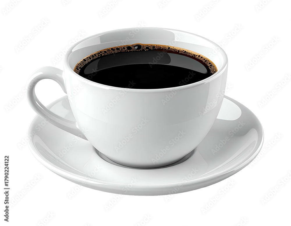 Obraz premium Hot black liquid in a ceramic cup and saucer