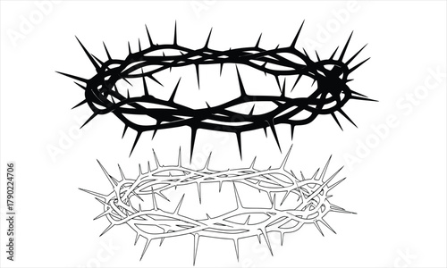 Crown of Thorns Graphic Illustration in Black and White 7