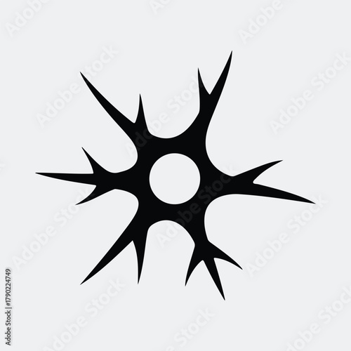 Silhouette molecule neuron biology with spikes on white vector illustration