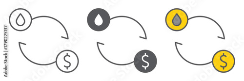 Oil exchange icon, fuel and cost, oil price sign, vector graphics, a linear pattern on a white background. editable stroke