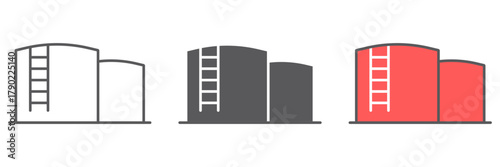 Oil storage icon, fuel and industry, oil tank sign, vector graphics, a linear pattern on a white background. editable stroke