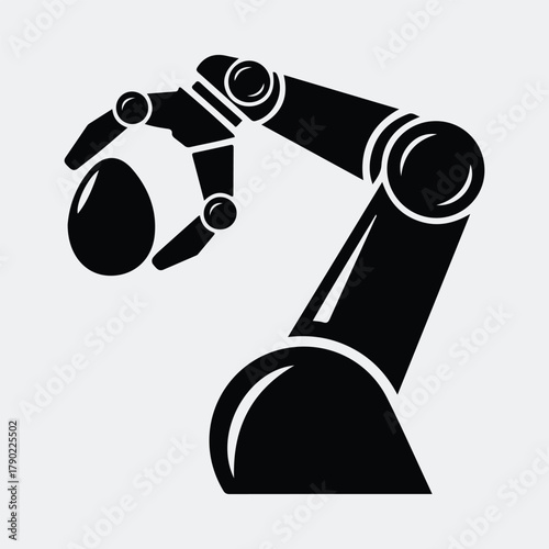 Silhouette robotic arm holding easter egg future technology concept vector illustration