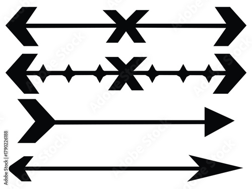 Archery and Bow & Arrow Icon Set – Silhouette Shooter, Hunting Arrow, and Sport Vector Symbols