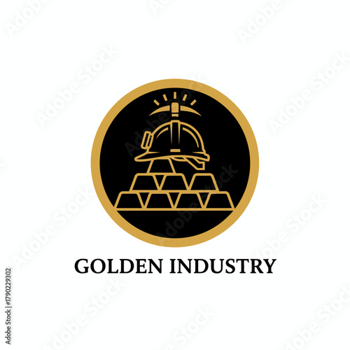 Golden Industry Mining Gold Bars Helmet Logo