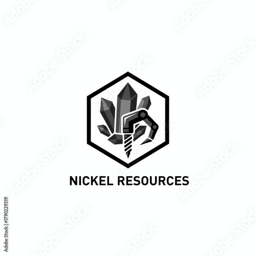 Nickel Resources Mining Drill Crystal Robot Arm Logo
