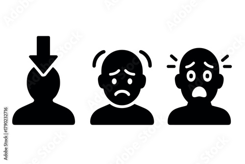 Silhouette icons of stress and anxiety: mental health awareness