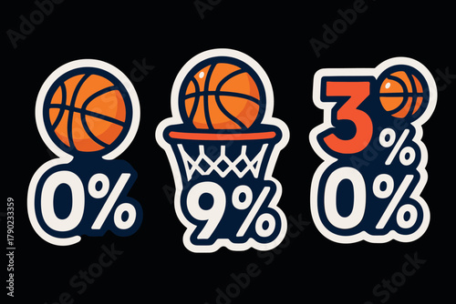 Basketball themed discount percentages with bold graphic design