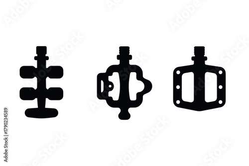 Minimalist silhouette of three bicycle pedals for cycling enthusiasts