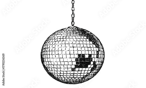 Shiny silver disco ball with mirror reflection isolated on white for a bright party celebration