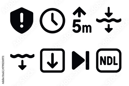 Navigation and safety icons in simple bold style for easy understanding