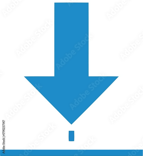 Blue download icon, data transfer, file access, internet symbol