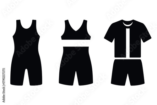Triathlon outfits silhouette collection featuring variations in design and style