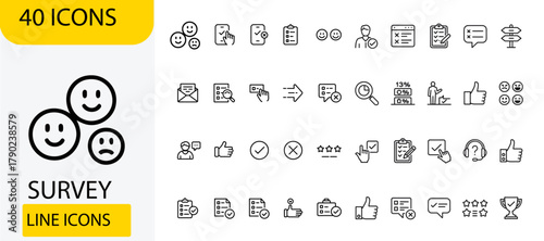 Survey and Feedback Line Icons Pack | Questionnaire, Poll, and Research Vector Collection