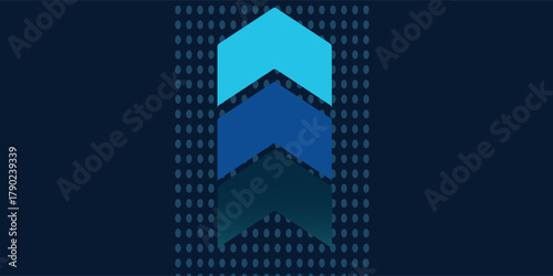 Light arrow up on grid dark background illustration copy space digital growth concept.eps10