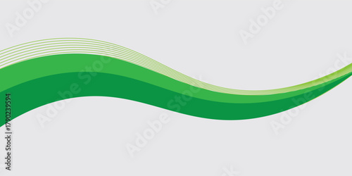 Abstract White and Green wave wide background banner