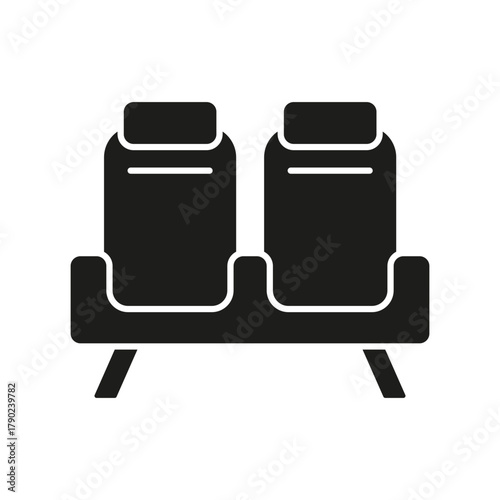 Airplane Seats Solid Icon. Airline, Travel, And Passenger Seating Arrangement Silhouette Symbol. Comfortable Flight Experience. Isolated Vector Illustration