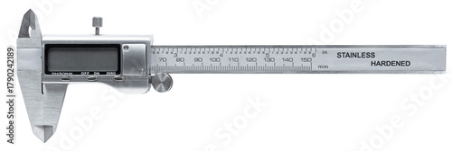 Caliper with an LCD display closed and turned off