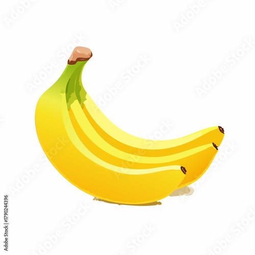 A bright yellow banana curved elegantly with subtle imperfections on its glossy skin.