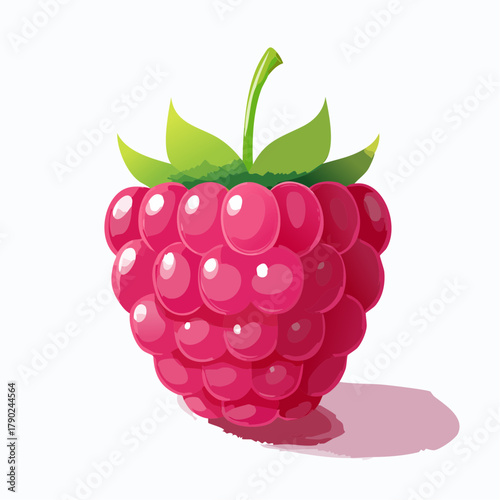 A bright red raspberry with prominent rounded textures glistening softly under natural light.