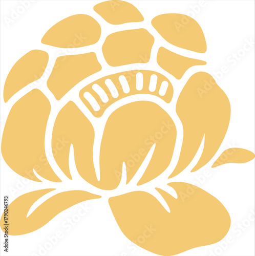 Minimalist Golden Peony Flower Bud Vector Art