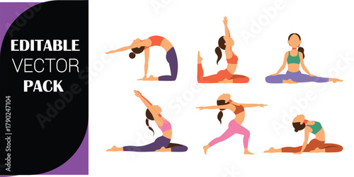 Women Performing Various Yoga Poses exercise fitness